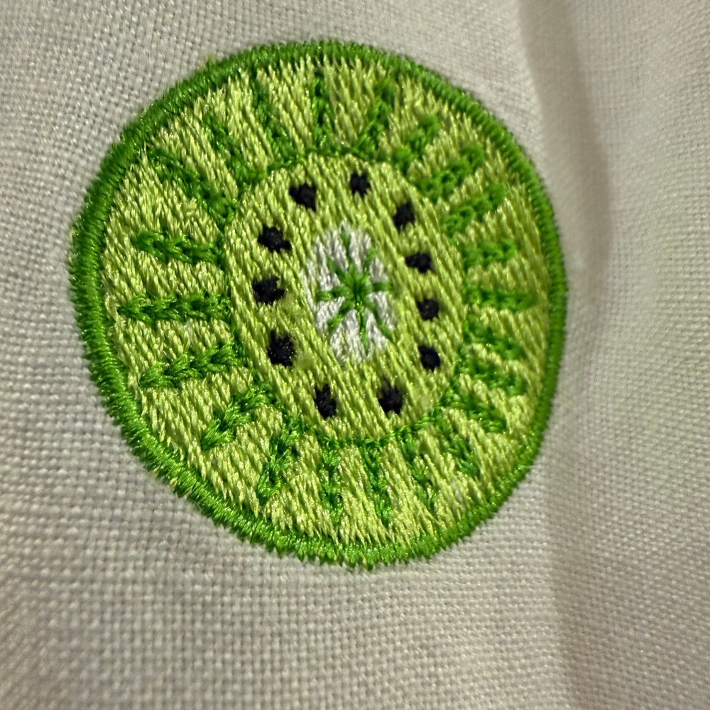 Jillian Jones Vintage Fruit Embroidered Shift Dress‎ Women 12 White Linen Blend